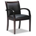   Mercado Series Ladder Back Wood Guest Chair, Mahogany/Black Leather