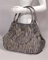 Junior Drake Stella Zebra Stripe Grey Leather Canvas Satchel Handbag 