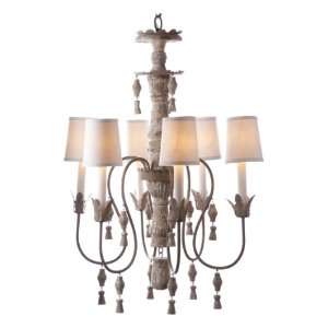  Chandler French Country Aged Cream Distressed 6 Light 