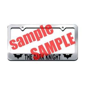  THE DARK KNIGHT CHROME LICENSE PLATE FRAME WITH LOGOS 