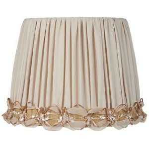  Beige with Ribbon Shirred Drum Lamp Shade 9x12x9 (Spider 