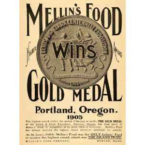  1905 Ad Mellins Food Louis Clark Centennial Expo. Medal 