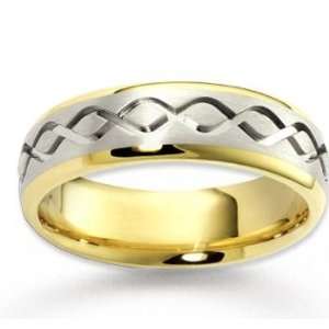   14k Two Tone Gold Stylish Romance Carved Wedding Band Jewelry