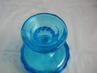 Indiana Glass Kings Crown Thumbprint Blue Glass Compote Candy Dish 