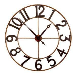  Large Iron Open Numbers Wall Clock   Antiqued Gold by by 