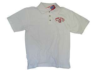 OHIO STATE BUCKEYES ADULT WHITE EMBROIDERED POLO SHIRT NWT  