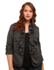Torrid Plus Size Charcoal Heather Ruffle Military Jacket