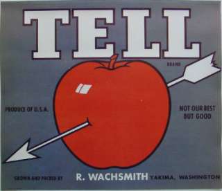 Tell Vintage Apple Crate Label Yakima, WA  