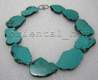 Huge 17.5 35x50mm Baroque Blue turquoise Necklace  