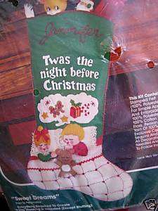 Bucilla FELT Christmas STOCKING KIT,SWEET DREAMS,Crewel  