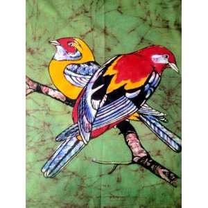  Ethnic Birds Wildlife Batik Abstract Tapestry Cotton Fabric Wall Decor