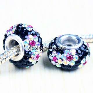 AUTHENTIC CZECH CRYSTAL FLOWER 925 STERLING SILVER EUROPEAN CHARM BEAD 
