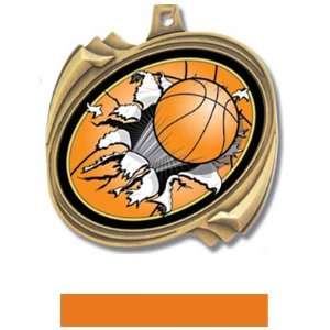 Custom Basketball Bust Out Insert Medals M 2201B GOLD MEDAL/ORANGE 