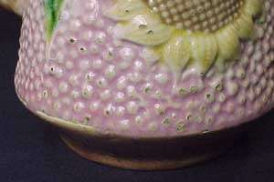 Antique Etruscan Pink Sunflower Majolica Syrup Pitcher  
