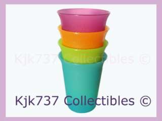   SET OF 4 TUPPERWARE 7 OZ BELL TUMBLERS / CUPS   TODDLERS JUICE GLASS