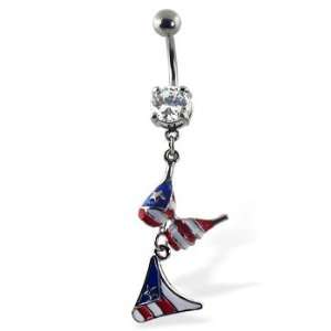  Belly button ring with dangling flag bikini Jewelry