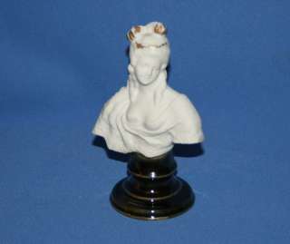1988 European Bisque Porcelain Woman Bust Figurine Sign  