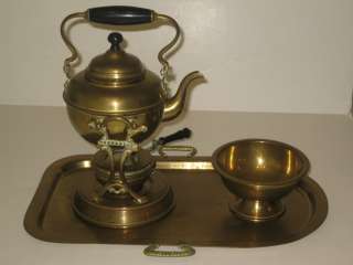 Antique MANNING BOWMAN & CO Brass Coffee Tea Kettle Set  