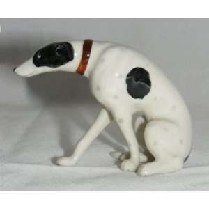 com GREYHOUND Dog White w/Black Sits and Crouches Figurine MINIATURE 