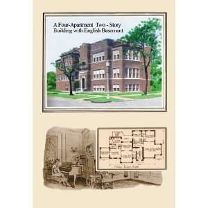 Four Apartment Two Story Building 20x30 Poster Paper 