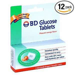  Bd Glucose Tablets 6 count box ( Pack of 12 ) Health 