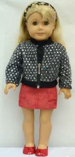 Doll Clothes fit AG & 18 Doll   black jersey with silver sequin 
