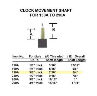 Quartz Clock Movements / Motor w/ hands 6 shaft sizes  