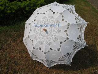 Belgian lace embd WHITE wedding parasol umbrella  