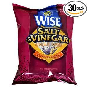 Wise Snacks Potato Chips, Salt and Vinegar, 1.5 Ounce Bags (Pack of 30 