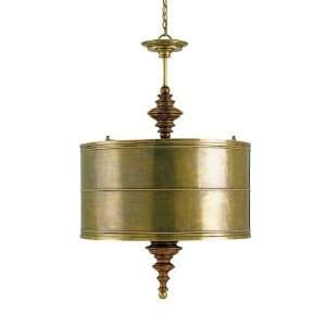 Currey and Company 9368 Roundhill 4 Light Pendant in Vintage Brass 