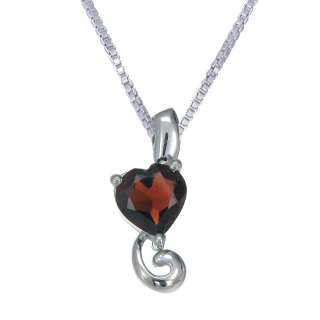 7MM Garnet Heart Pendant In Sterling Silver With 18 Chain  