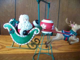 Revolving Santa Claus tree topper AVON 05 electric sleigh reindeer 
