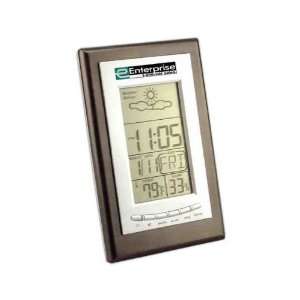   LCD screen that displays time, date and temperature.