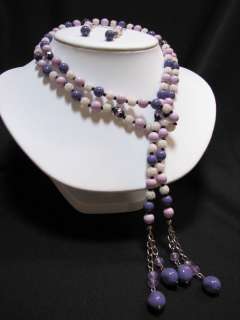 GORGEOUS Lariat & Earrings SET made with Vintage Beads  