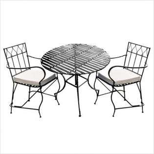 Pangaea Iron Dining Set w/ Easy to Assemble Round Table   Finish 