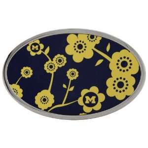  Michigan Wolverines Ladies Navy Blue Flower Belt Buckle 