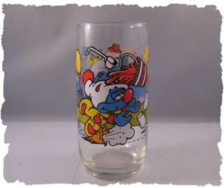 Vintage 1983 Clumsy Smurf Libbey Character Drink Glass  