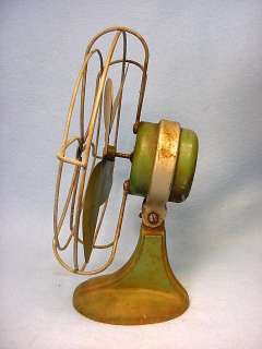1900s Antique ZIP Green Electric Fan Cast Iron base turns Machine 
