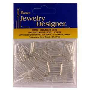  1/2 In. Silver Lined Glass Bugle Beads, Silver, 20 Gram 