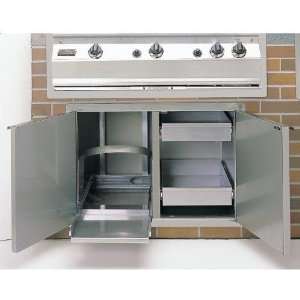   Storage Double Door Access w/Dual Drawer & Trash Tray   Stainless
