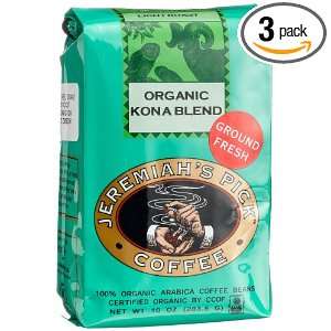 Jeremiahs Pick Coffee Organic Kona Blend Ground Coffee, 10 Ounce Bags 