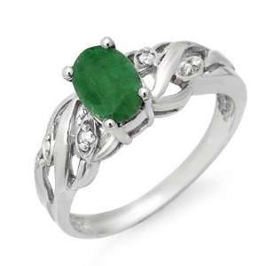  Certified .82ctw Emerald & Diamond Ring White Gold (J12 