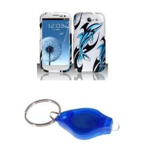 Ocean Blue Dolphin Design Hard Case + ATOM LED Keychain 