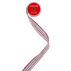  Country Living Homespun Holiday 2ft Wired Ribbon White 