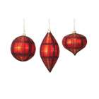 CC Christmas Decor Pack of 12 Rustic Lodge Plaid Glass Onion, Teardrop 