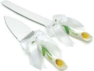 Hand Painted Calla Lily Wedding Cake Server Serving Set  