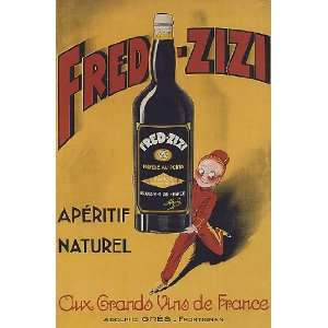  FRED ZIZI APERITIF WINE FRANCE FRENCH VINTAGE POSTER 