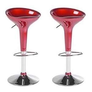  Set of 2 Juno Bar Stools   Red (Red) (24H x 20W x 17D 