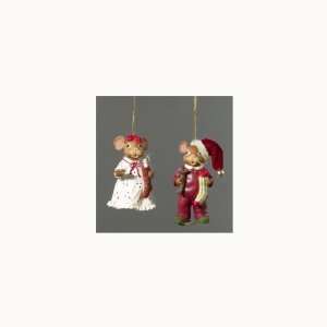   Boy and Girl Mice in Pajamas Christmas Ornaments 4