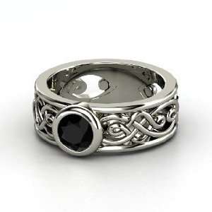    Alhambra Ring, Round Black Onyx 14K White Gold Ring Jewelry